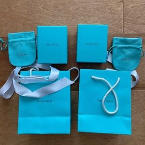Tiffany & Co. 2 sets of Jewelry Box, Bag, Pouch, Ribbon, Gift Envelope